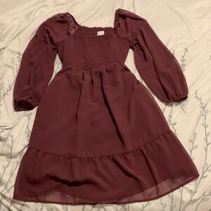 Maroon long sleeve dress